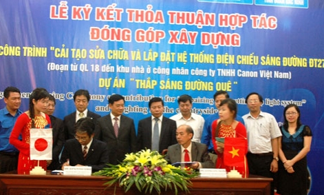 Ký kết thỏa thuận hợp tác đóng góp xây dựng giữa Sở Giao thông Vận tải và Tỉnh Đoàn với Công ty Canon Việt Nam