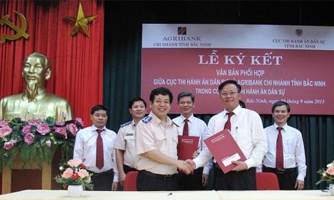Agribank Bắc Ninh tổ chức lễ ký kết văn bản phối hợp trong công tác thi hành án dân sự