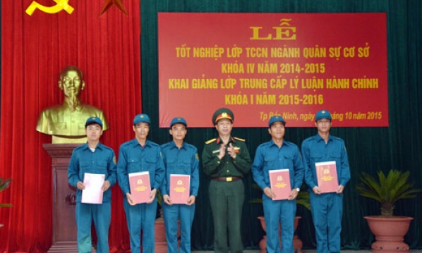 100% học viên Lớp Trung cấp chuyên nghiệp chuyên ngành quân sự cơ sở khóa 4 đạt khá, giỏi
