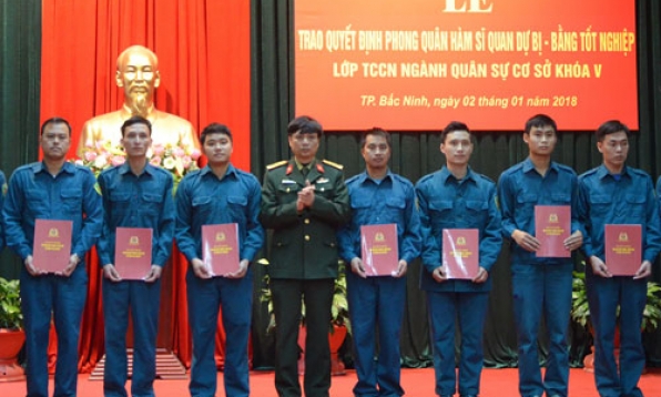 Trao quyết định phong quân hàm sĩ quan dự bị cho 34 học viên