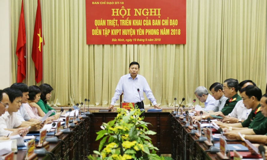 Hội nghị quán triệt, triển khai của Ban Chỉ đạo diễn tập khu vực phòng thủ huyện Yên Phong