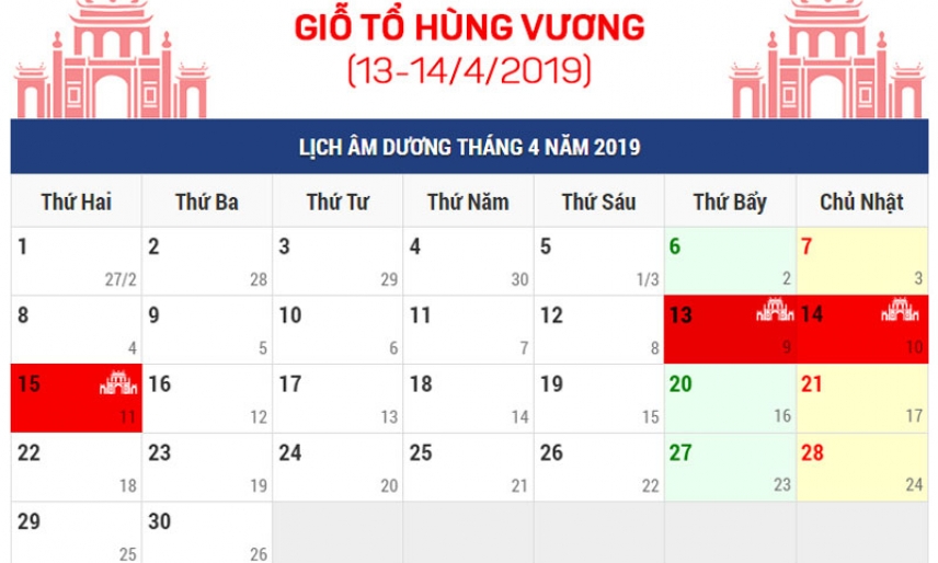 Nghỉ giỗ Tổ Hùng Vương, 30/4, 1/5 như nghỉ Tết