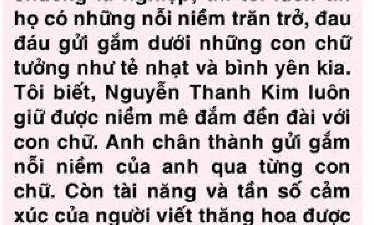Nhà thơ Nguyễn Thanh Kim thanh thản sống và viết