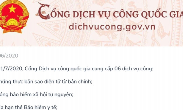 Từ 1-7, chứng thực bản sao điện tử trên Cổng Dịch vụ công Quốc gia