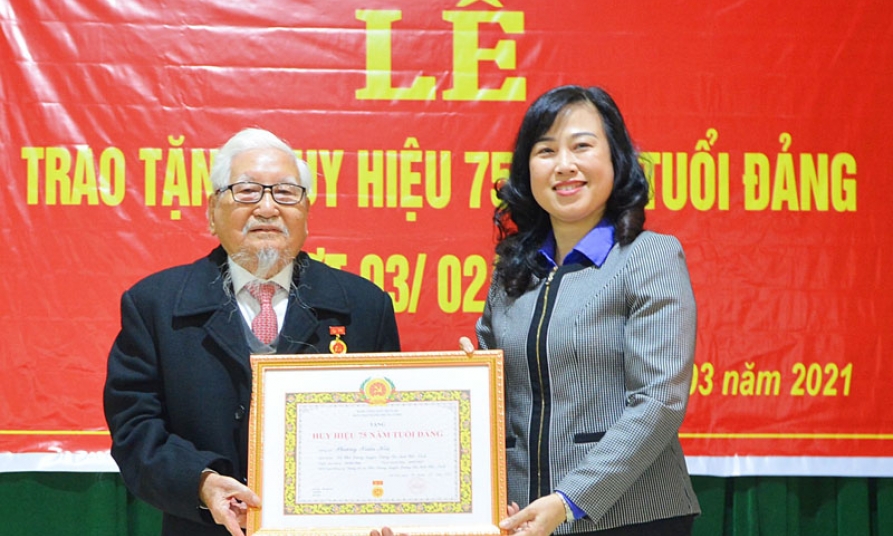Bí thư Tỉnh ủy Đào Hồng Lan trao Huy hiệu Đảng tại huyện Lương Tài