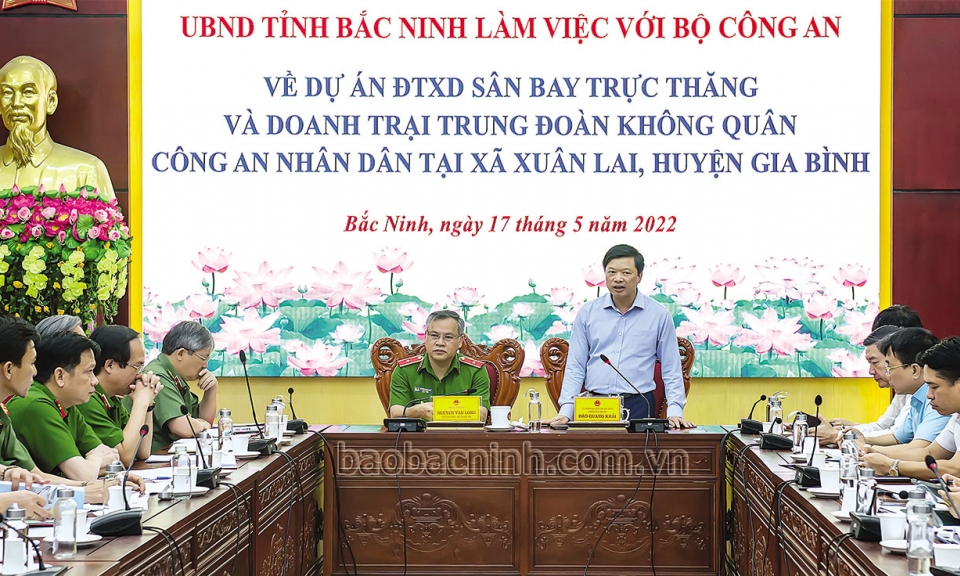 UBND tỉnh làm việc với Bộ Công an về dự án đầu tư một số công trình trên địa bàn tỉnh