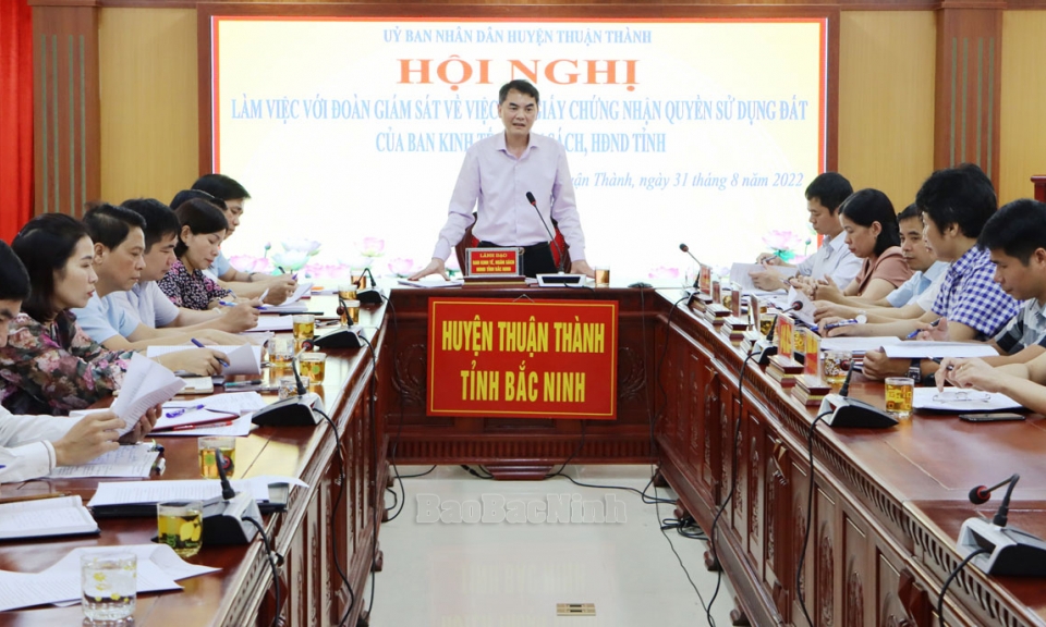 Ban Kinh tế - Ngân sách, HĐND tỉnh giám sát tại huyện Thuận Thành