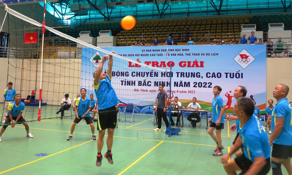 Gần 300 người tham gia Giải Bóng chuyền hơi trung, cao tuổi năm 2022