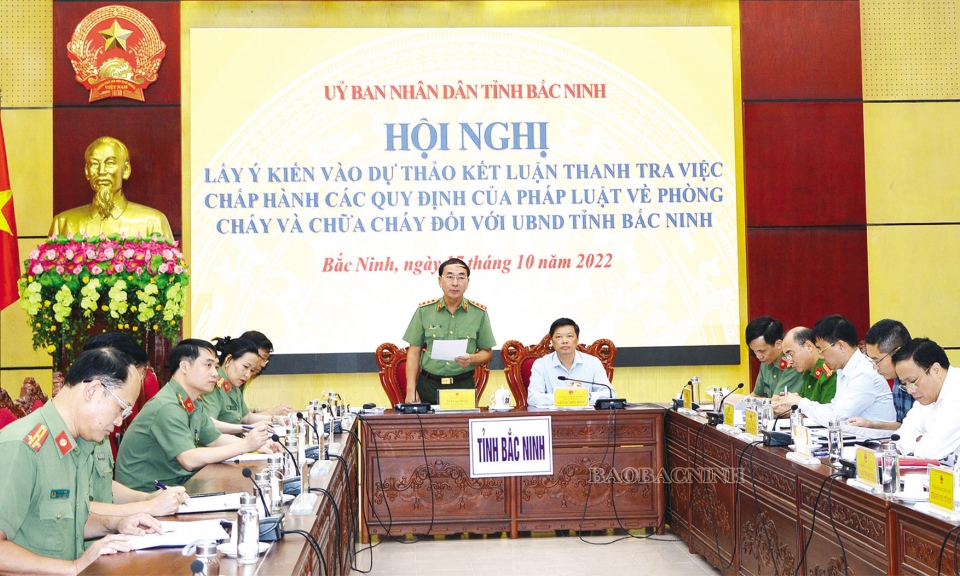 Lấy ý kiến vào Dự thảo Kết luận thanh tra việc chấp hành các quy định của pháp luật về phòng cháy, chữa cháy  đối với UBND tỉnh