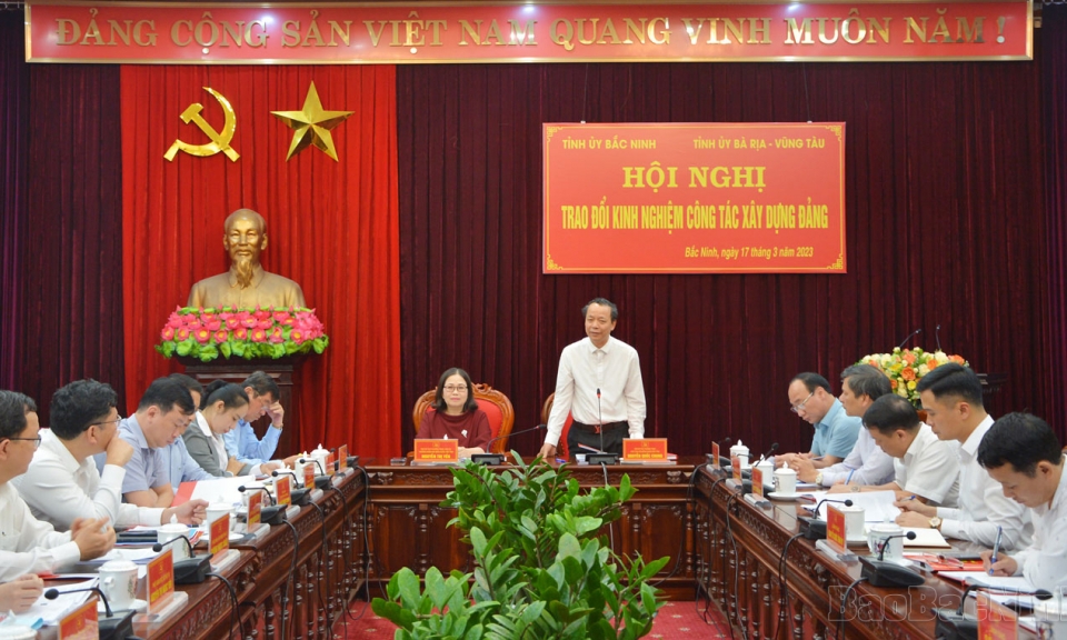 Tỉnh ủy Bắc Ninh và Tỉnh ủy Bà Rịa-Vũng Tàu trao đổi kinh nghiệm về công tác xây dựng Đảng