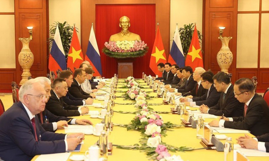 Tổng Bí thư Nguyễn Phú Trọng hội đàm với Chủ tịch Đảng 'Nước Nga Thống nhất', Phó Chủ tịch Hội đồng An ninh LB Nga