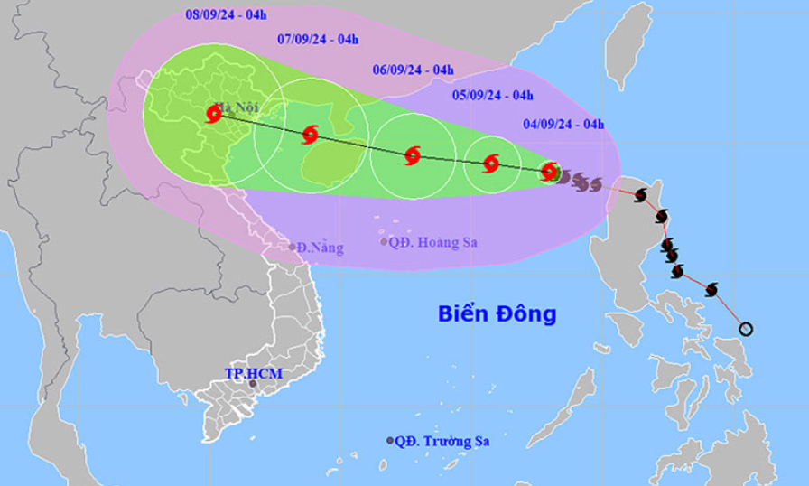 Bão số 3 mạnh cấp 11, giật cấp 13 trên khu vực Bắc Biển Đông