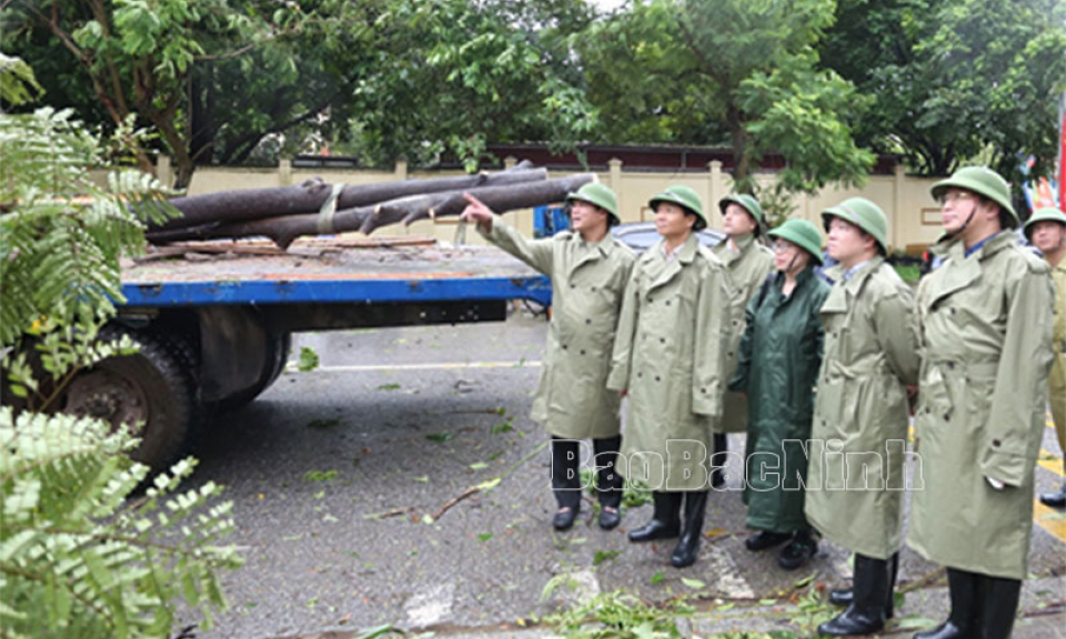 Phó Chủ tịch UBND tỉnh Lê Xuân Lợi  kiểm tra công tác ứng phó bão số 3 tại thành phố Từ Sơn và huyện Tiên Du