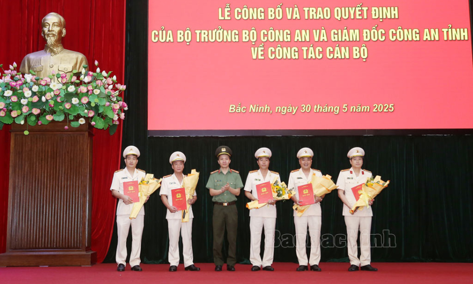 Công bố, trao các Quyết định của Bộ trưởng Bộ Công an và Giám đốc Công an tỉnh về công tác cán bộ