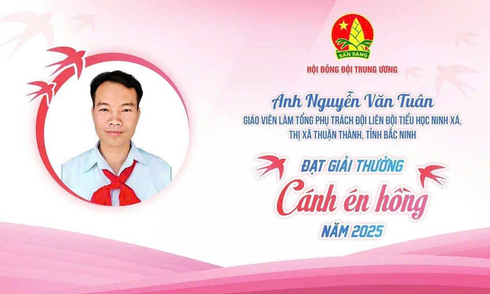 Bắc Ninh có 2 Tổng phụ trách Đội được nhận giải thưởng “Cánh én hồng”