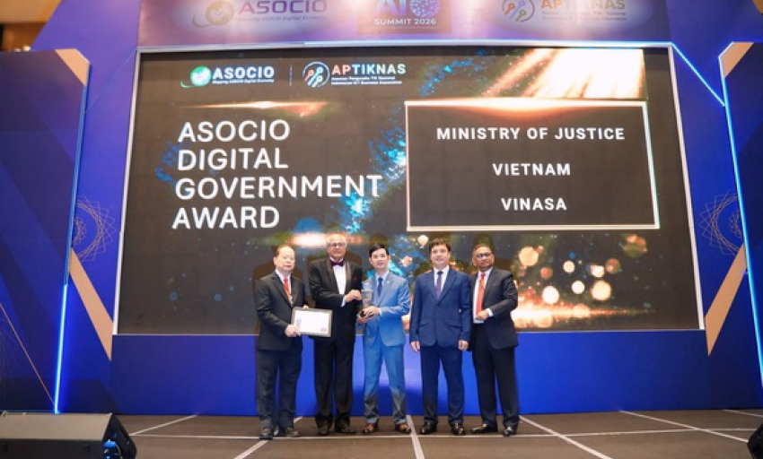Bộ Tư ph&aacute;p được vinh danh tại Giải thưởng Ch&iacute;nh phủ số ASOCIO 2026