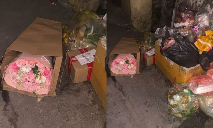 Cảnh những b&oacute; hoa đẹp bị vứt b&atilde;i r&aacute;c sau 20/10 g&acirc;y tranh c&atilde;i về sự l&atilde;ng ph&iacute;