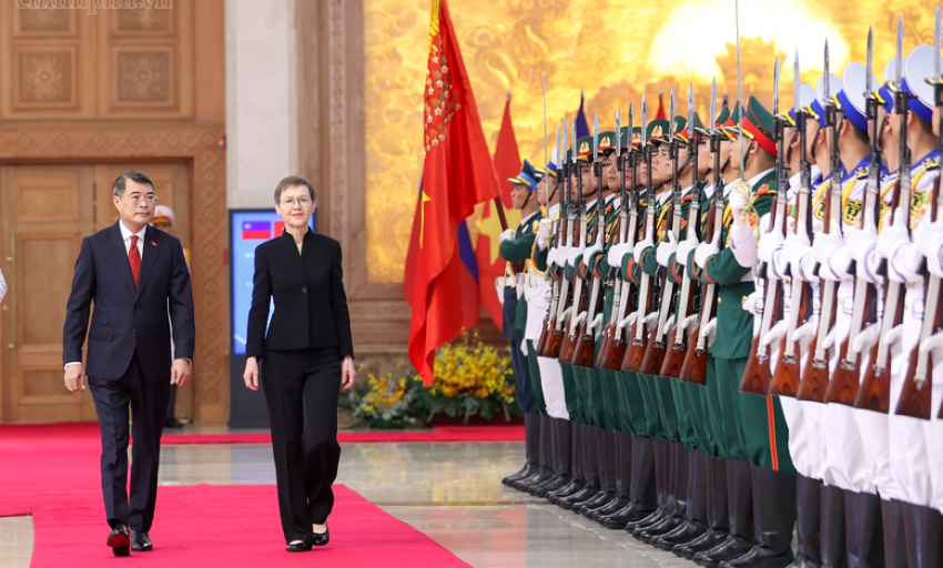 Thủ tướng L&ecirc; Minh Hưng chủ tr&igrave; lễ đ&oacute;n ch&iacute;nh thức Thủ tướng Liechtenstein