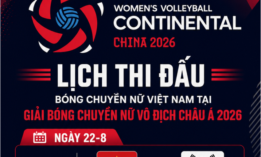 Lịch thi đấu b&oacute;ng chuyền nữ Việt Nam tại Giải v&ocirc; địch ch&acirc;u &Aacute; 2026