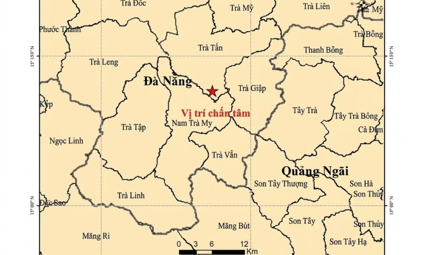 Th&agrave;nh phố Đ&agrave; Nẵng: Động đất c&oacute; độ lớn 3.1 xảy ra tại x&atilde; Tr&agrave; T&acirc;n