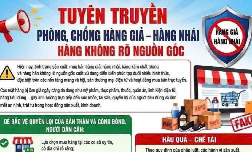 C&ocirc;ng an x&atilde; Quang Trung tuy&ecirc;n truyền: N&oacute;i kh&ocirc;ng với h&agrave;ng giả &ndash; Bảo vệ ch&iacute;nh m&igrave;nh v&agrave; gia đ&igrave;nh