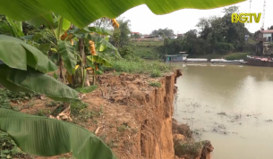 Lạng Giang: Nhiều điểm đ&ecirc; bị sạt lở đ&ecirc; g&acirc;y nguy hiểm