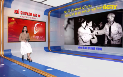 B&aacute;c Hồ đến thăm v&agrave; n&oacute;i chuyện với Đại hội ba đảm đang của phụ nữ Thủ đ&ocirc;