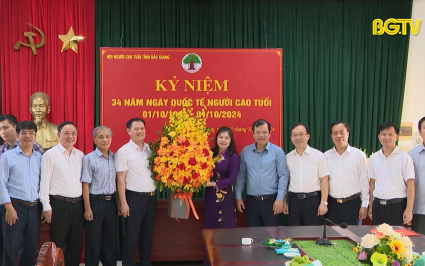 C&aacute;c đồng ch&iacute; l&atilde;nh đạo tỉnh thăm, ch&uacute;c mừng Hội Người cao tuổi tỉnh