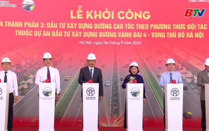 Chủ tịch UBND tỉnh dự lễ khởi c&ocirc;ng dự &aacute;n th&agrave;nh phần 3 thuộc dự &aacute;n đầu tư x&acirc;y dựng đường v&agrave;nh đai 4 - v&ugrave;ng thủ đ&ocirc; H&agrave; Nội