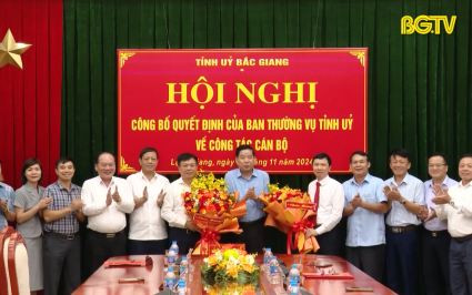 C&ocirc;ng bố c&aacute;c quyết định của Ban Thường vụ Tỉnh uỷ về c&ocirc;ng t&aacute;c c&aacute;n bộ 