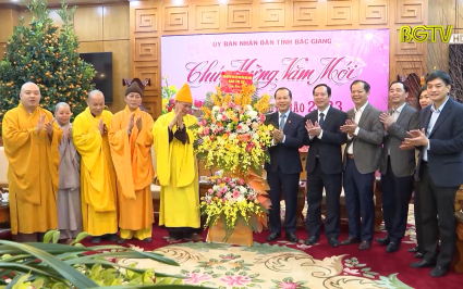 Đại diện c&aacute;c tổ chức T&ocirc;n gi&aacute;o ch&uacute;c Tết tỉnh Bắc Giang