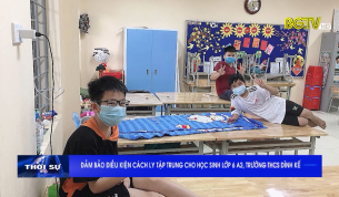 Đảm bảo điều kiện c&aacute;ch ly tập trung cho học sinh lớp 6A2, trường THCS Dĩnh Kế