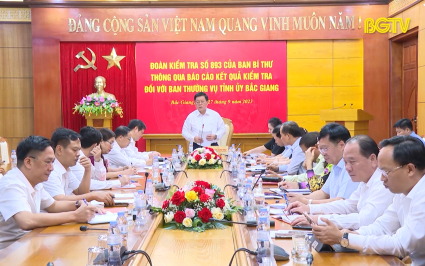 Đo&agrave;n kiểm tra số 893 của Ban B&iacute; thư l&agrave;m việc với Ban thường vụ Tỉnh uỷ 
