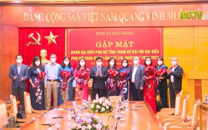 Gặp mặt đo&agrave;n Đại biểu phụ nữ tỉnh dự Đại hội phụ nữ to&agrave;n quốc lần thứ XIII