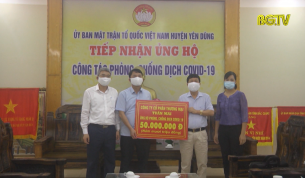 Huyện Y&ecirc;n Dũng tiếp nhận ủng hộ ph&ograve;ng chống dịch Covid-19