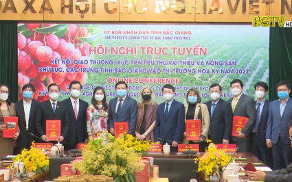 Kết nối giao thương, th&uacute;c đẩy ti&ecirc;u thụ vải thiều, n&ocirc;ng sản v&agrave;o Mỹ