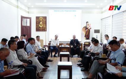 L&atilde;nh đạo tỉnh l&agrave;m việc với T&ograve;a Gi&aacute;m mục Bắc Ninh về GPMB dự &aacute;n Cảng h&agrave;ng kh&ocirc;ng quốc tế Gia B&igrave;nh 