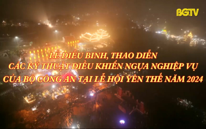 Lễ Diễu binh, thao diễn c&aacute;c kỹ thuật điều khiển ngựa nghiệp vụ của Bộ C&ocirc;ng an tại Lễ hội Y&ecirc;n Thế năm 2024