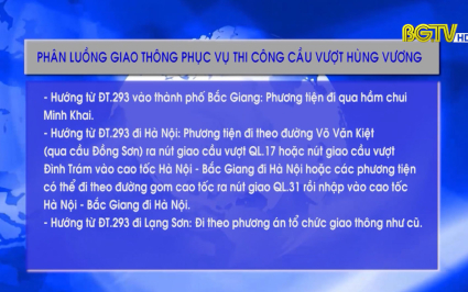 Ph&acirc;n luồng giao th&ocirc;ng phục vụ thi c&ocirc;ng cầu vượt H&ugrave;ng Vương 