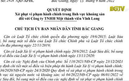 Phạt C&ocirc;ng ty TNHH MTV Vĩnh Long 565 triệu đồng do vi phạm khai th&aacute;c kho&aacute;ng sản
