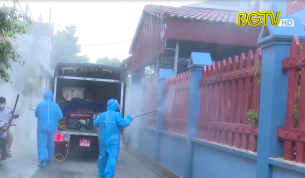 Phun h&oacute;a chất khử tr&ugrave;ng chống dịch tại huyện Việt Y&ecirc;n 