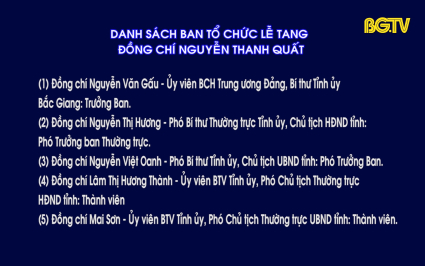 Quyết định th&agrave;nh lập Ban Tổ chức Lễ tang đồng ch&iacute; Nguyễn Thanh Quất