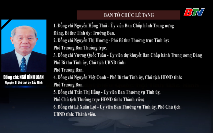 Th&agrave;nh lập Ban tang lễ đồng ch&iacute; Ng&ocirc; Đ&igrave;nh Loan