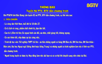 Th&ocirc;ng b&aacute;o tuyển nữ PTV, BTV dẫn chương tr&igrave;nh năm 2023