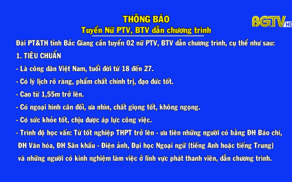 Th&ocirc;ng b&aacute;o tuyển nữ PTV, BTV dẫn chương tr&igrave;nh