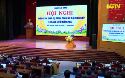 Hội nghị Th&ocirc;ng tin thời sự cho c&aacute;n bộ l&atilde;nh đạo chủ chốt