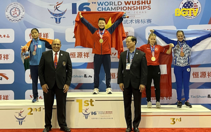 V&otilde; sĩ người Bắc Giang gi&agrave;nh HCV giải Wushu v&ocirc; địch thế giới